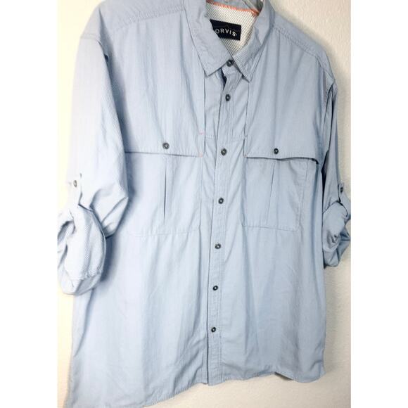 Orvis Men’s Blue Long Sleeve Fishing Shirt Size XL Vented Performance Button Up - Picture 2 of 6